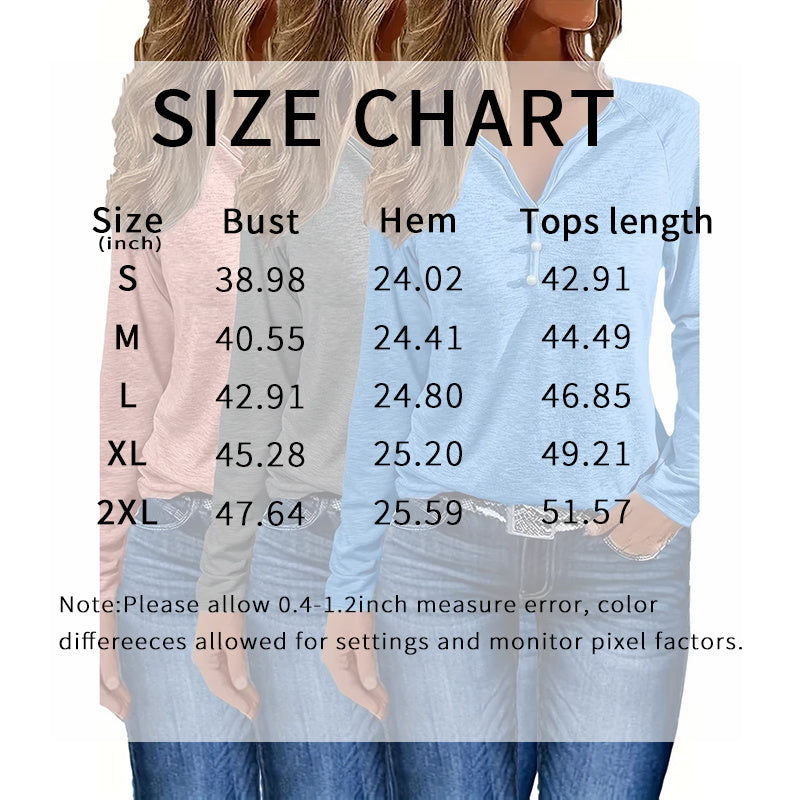 3-Pack Notch V Neck Long Sleeve Shirts Women Loose Fit Tshirts Tee Casual Tops