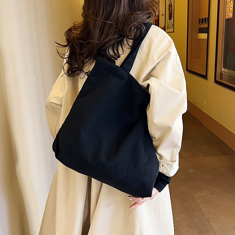 Large-Capacity Corduroy Tote Bag
