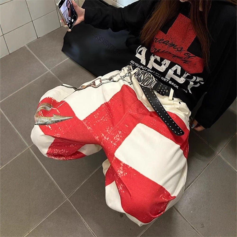 Graffiti Print Wide-leg Pants