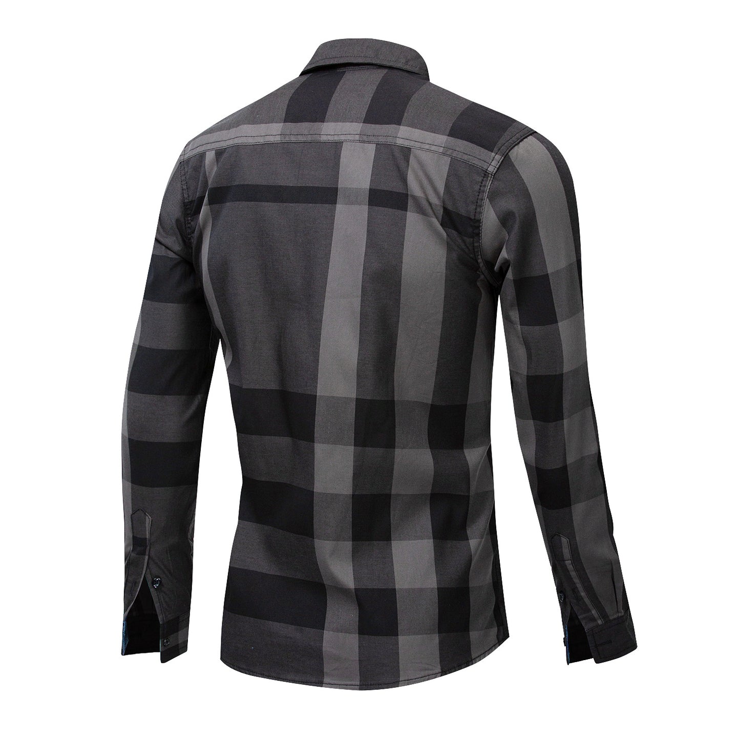 Men's Cotton Long Sleeve Color Plaid Shirt