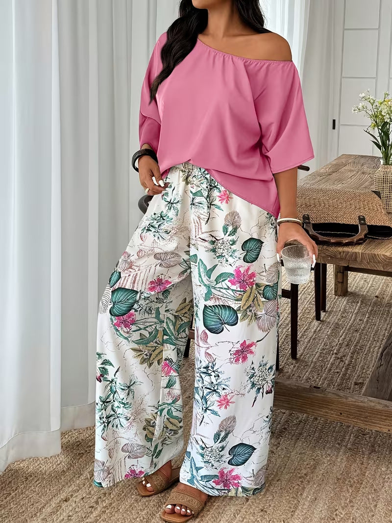 Wide-leg Pants Loose-fitting Two-piece Set