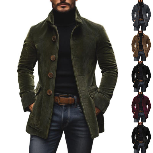Men's Stand Collar Button-up Coat Casual Blazer