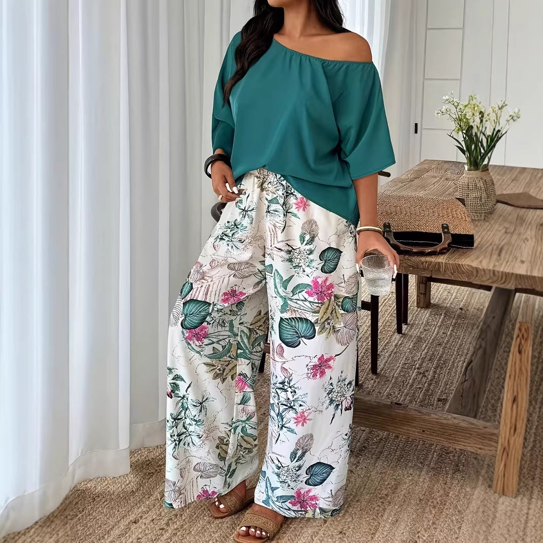 Wide-leg Pants Loose-fitting Two-piece Set