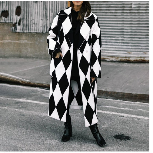 Coat Print Dragon And Phoenix Woolen