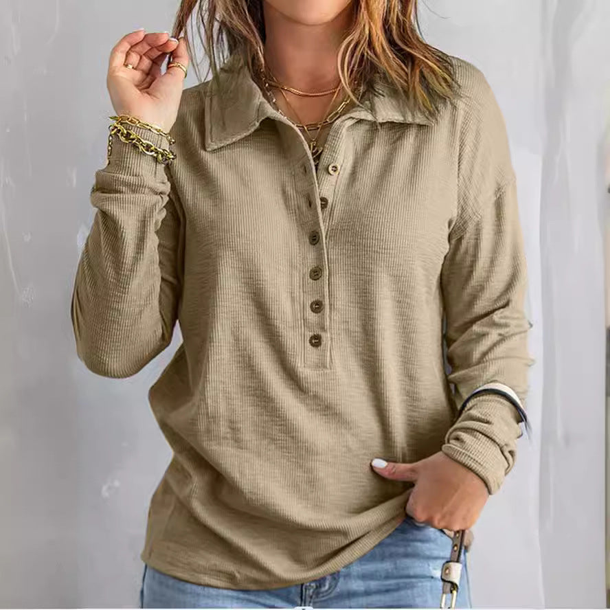 Loose-Fitting Casual Long-Sleeve Top