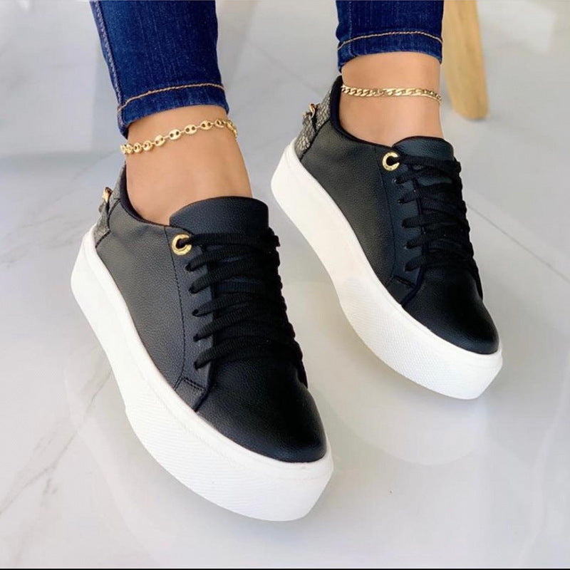 Round Head Cross Strap Thick Bottom Casual Low-top Sneakers