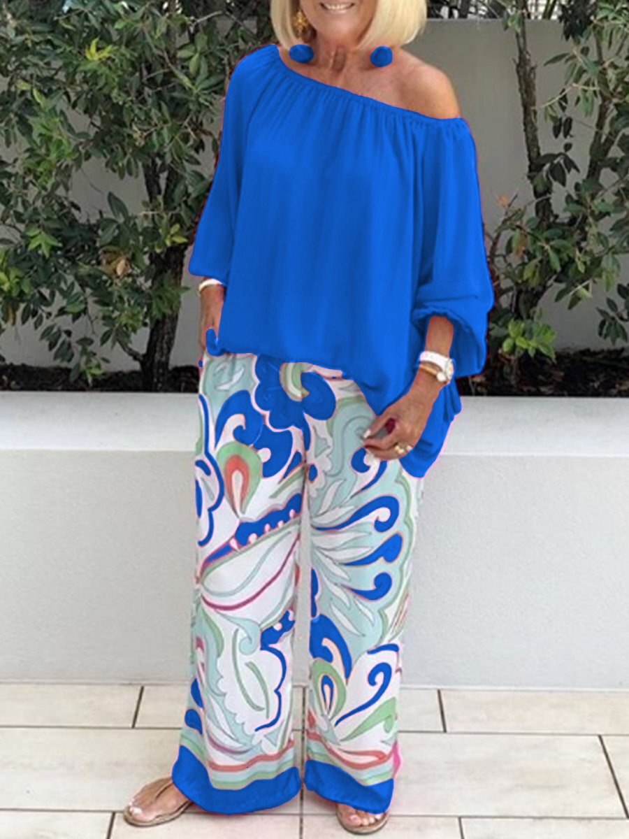 Printed Pants Top Casual Set