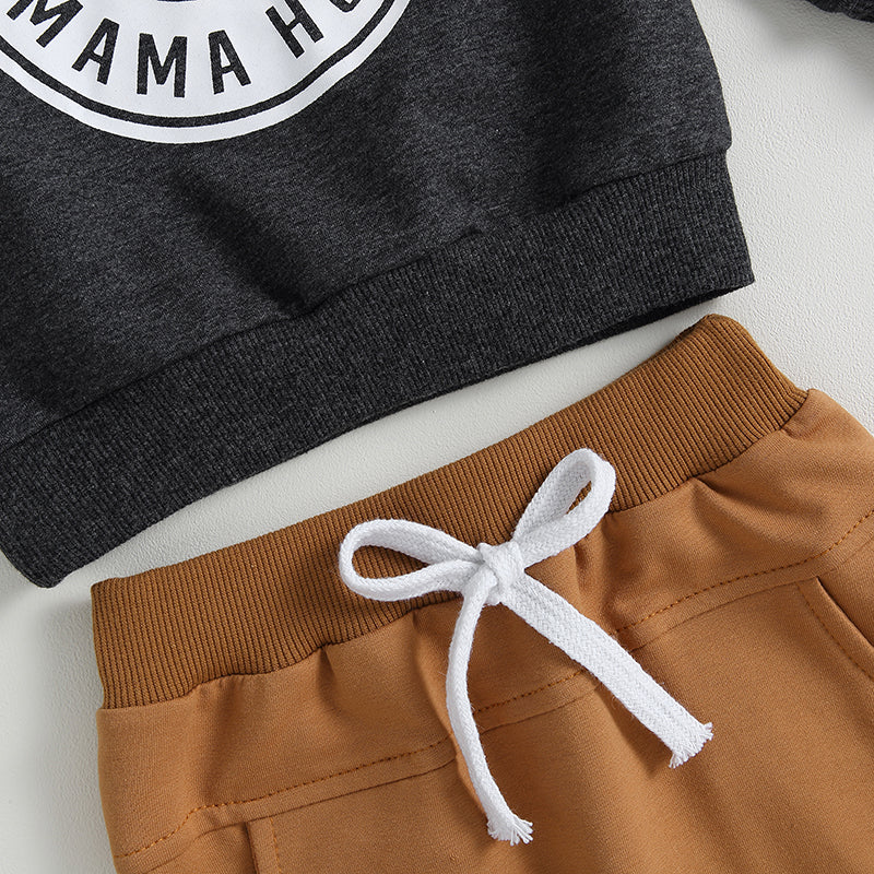 Boys' Letter Printed Top And Pants Set