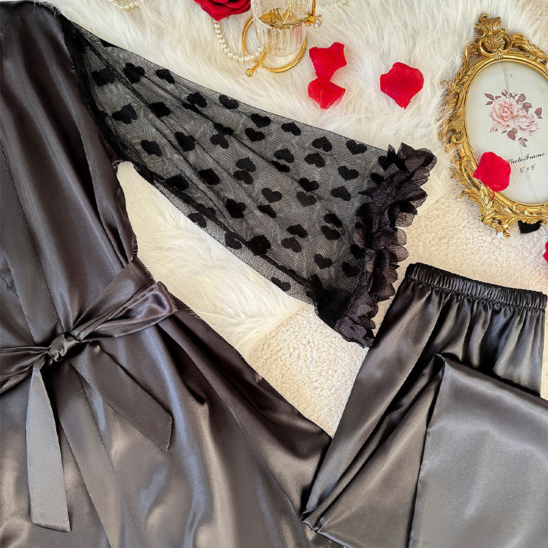 Flared-sleeve Set Viscose Sleepwear With Long Pants