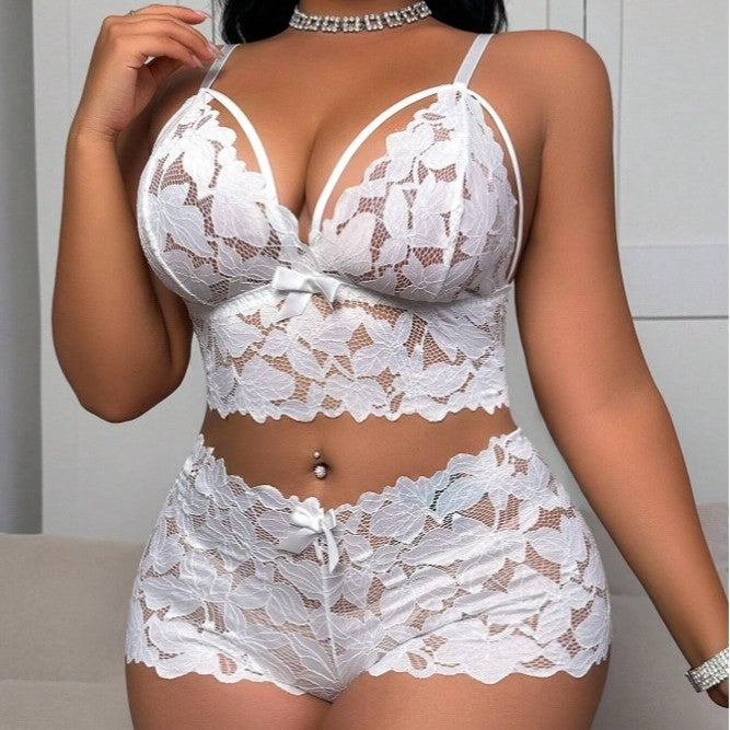 Lace Figure-hugging Bra Set