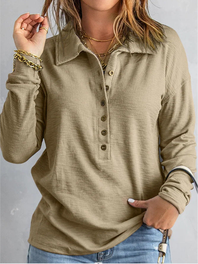 Loose-Fitting Casual Long-Sleeve Top