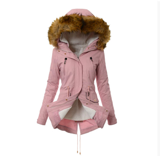 Cotton-padded Coat Mid-length Hooded