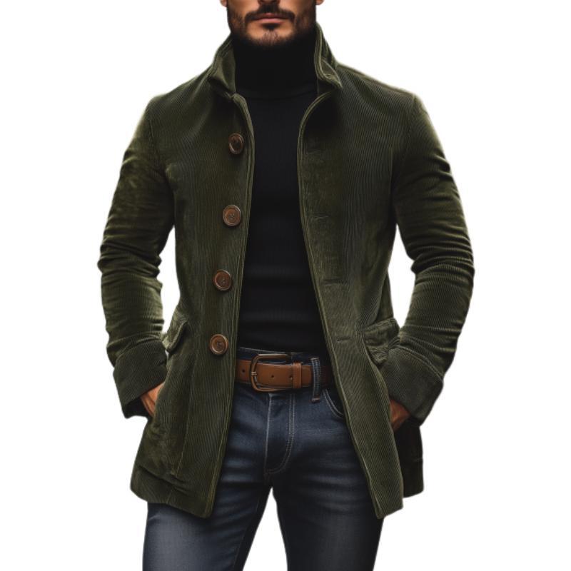Men's Stand Collar Button-up Coat Casual Blazer