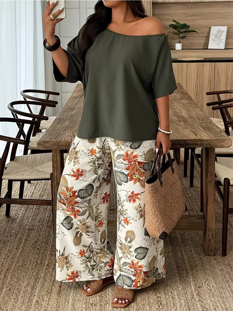 Wide-leg Pants Loose-fitting Two-piece Set