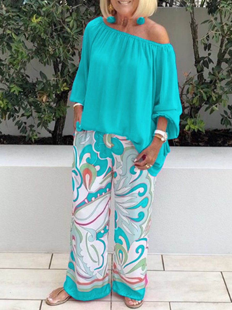 Printed Pants Top Casual Set
