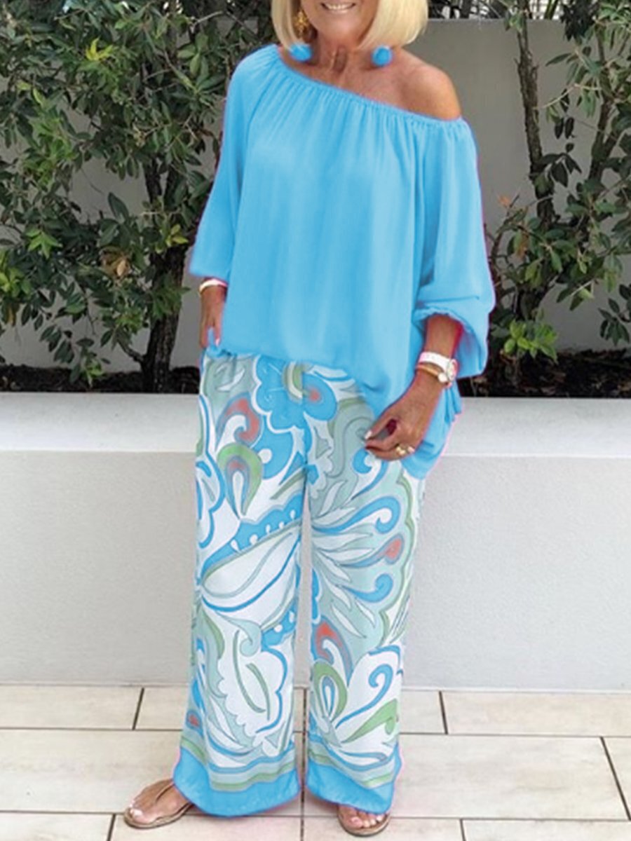 Printed Pants Top Casual Set